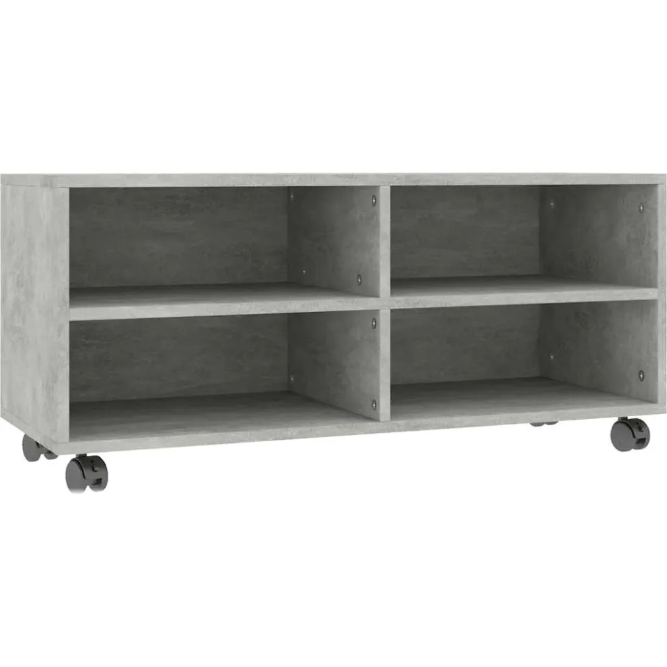 vidaXL Tv-meubel met wieltjes 90x35x35 cm bewerkt hout betongrijs grijs, foto 3