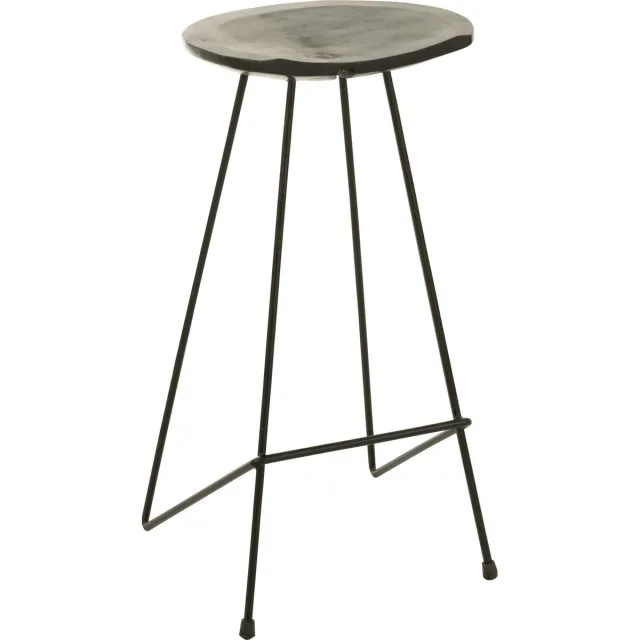 J-Line barkruk - hout/ijzer - zwart