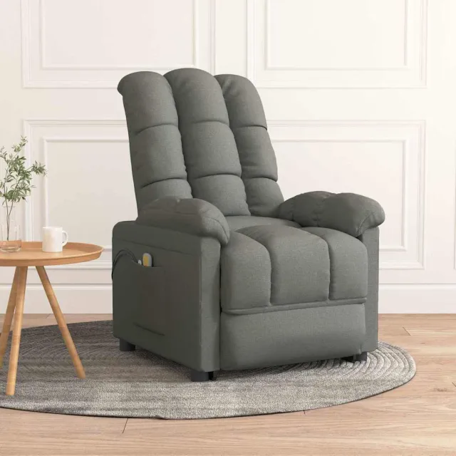 vidaXL Massagestoel elektrisch stof donkergrijs grijs, foto 2