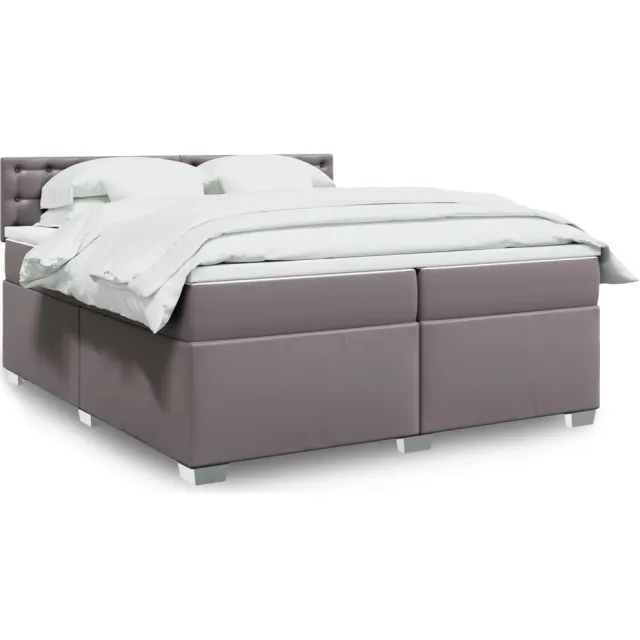 vidaXL Boxspring met matras kunstleer grijs 200x200 cm