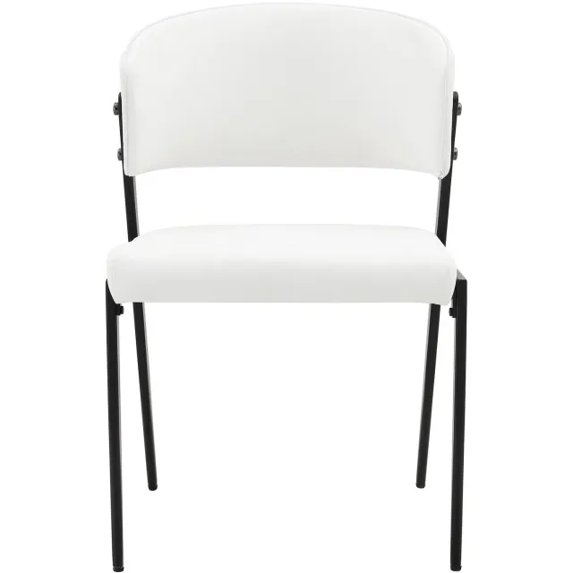 MUVANO Witte eetkamerstoelen set van 2 - Keukenstoelen met gevoerde zitting - Kunstleer en metalen frame - 78 cm hoog - Voor eetkamer en kantoor