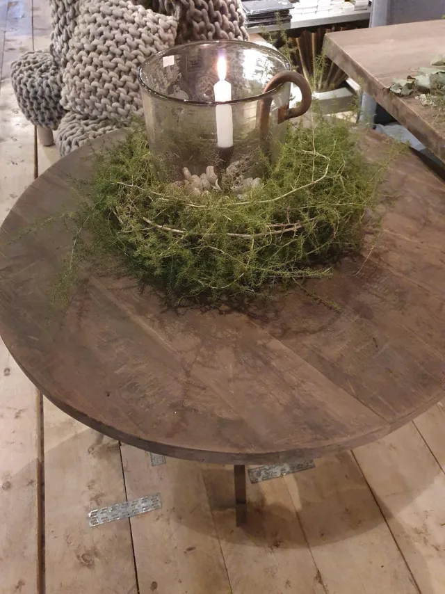 AURA PEEPERKORN wijntafel 70 cm AURA PEEPERKORN| wijntafel/|wijntafel vergrijsd teakhout bruin/grijs