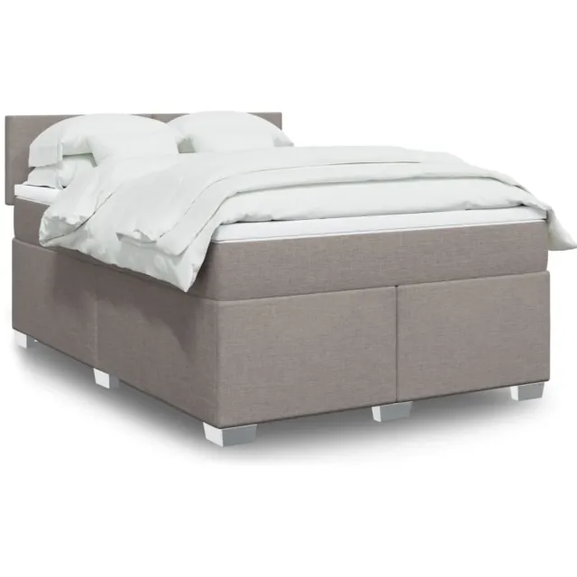 vidaXL Boxspring met matras stof taupe 160x200 cm
