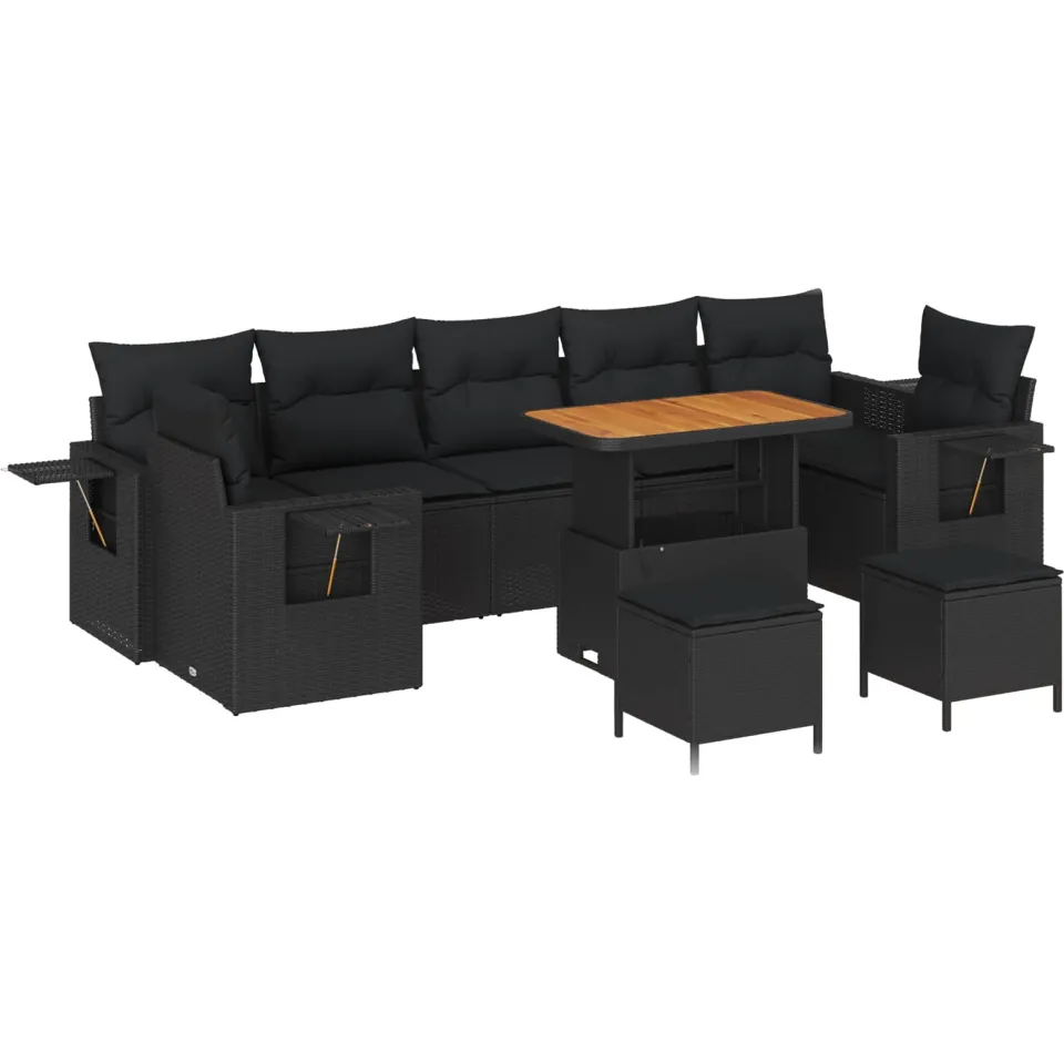 vidaXL Tuin Sofa Set 10 st Zwart poly rattan