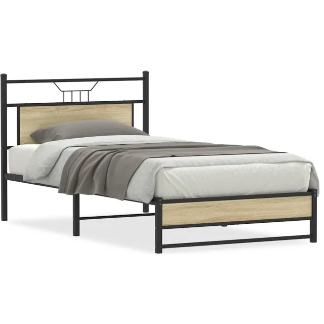 vidaXL Bedframe zonder matras 107x203cm spaanplaat sonoma eikenkleurig