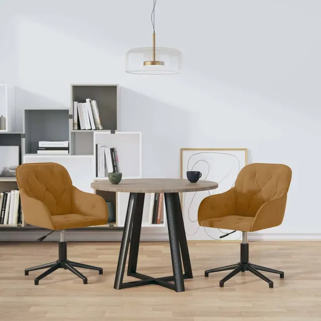 vidaXL Eetkamerstoelen draaibaar 2 st fluweel bruin, foto 2