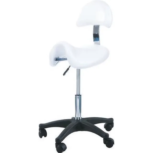 Novicum Liv Comfort zadelkruk kappersfiets met rugleuning WIT en groot zadel, Large gasveer kapperskruk zadelstoel Wit large