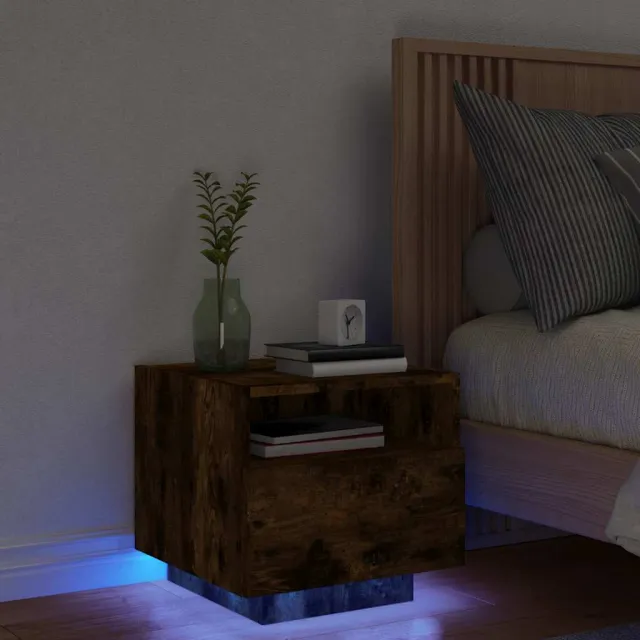 vidaXL Nachtkastje met LED-verlichting 40x39x37 cm gerookt eikenkleur, foto 2