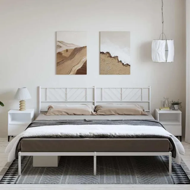 vidaXL Bedframe met hoofdbord metaal wit 193x203 cm