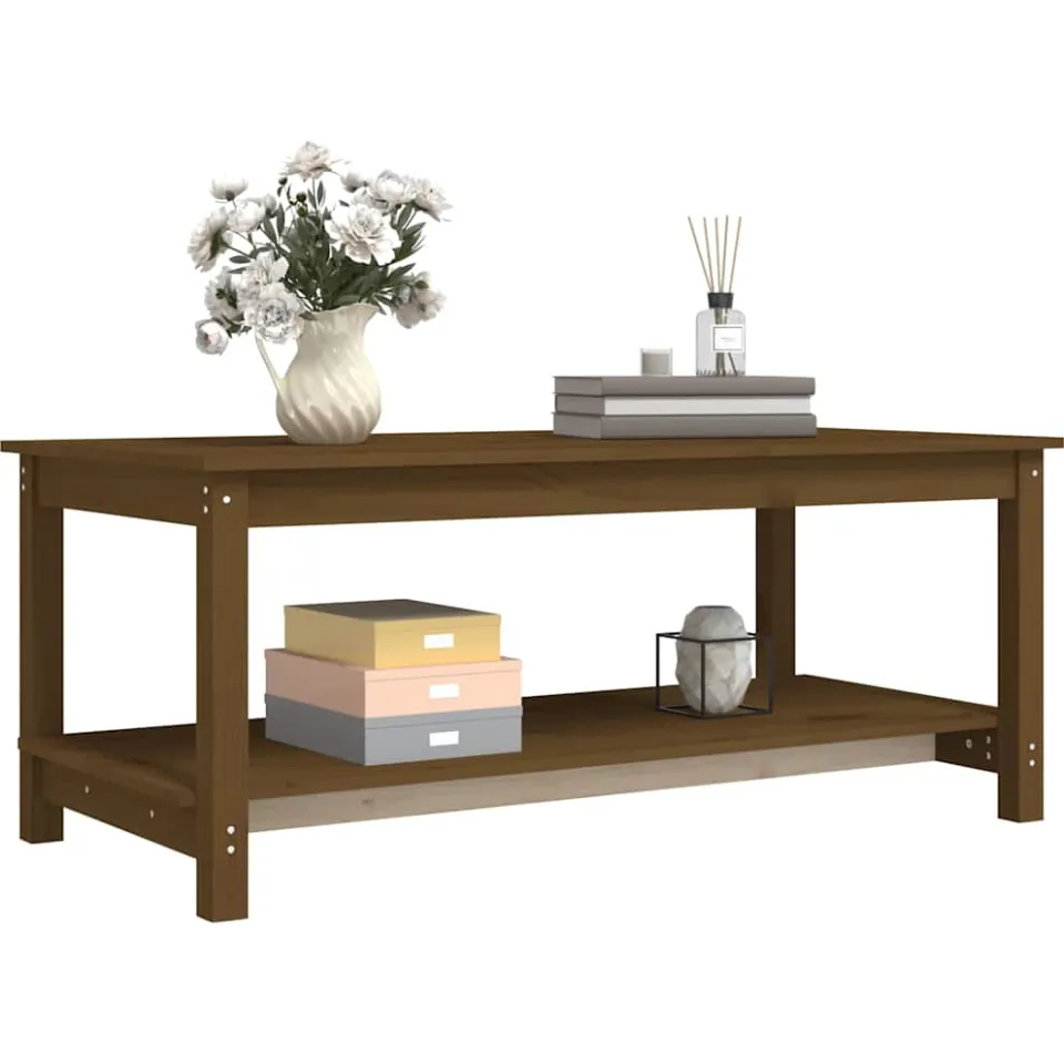 vidaXL Salontafel 110x55x45 cm massief grenenhout honingbruin bruin, foto 2