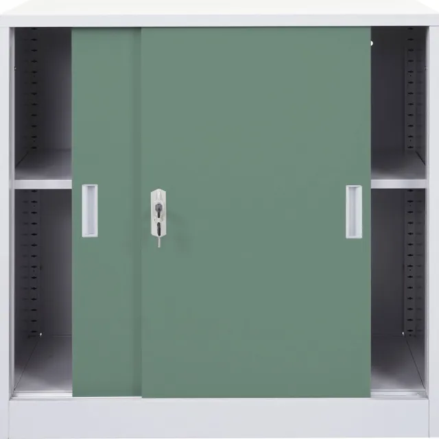 Cosmo Casa Archiefkast - Stalen Kast - Kantoor Kast - met Afsluitbare Schuifdeuren - 90x90x45cm - Groen