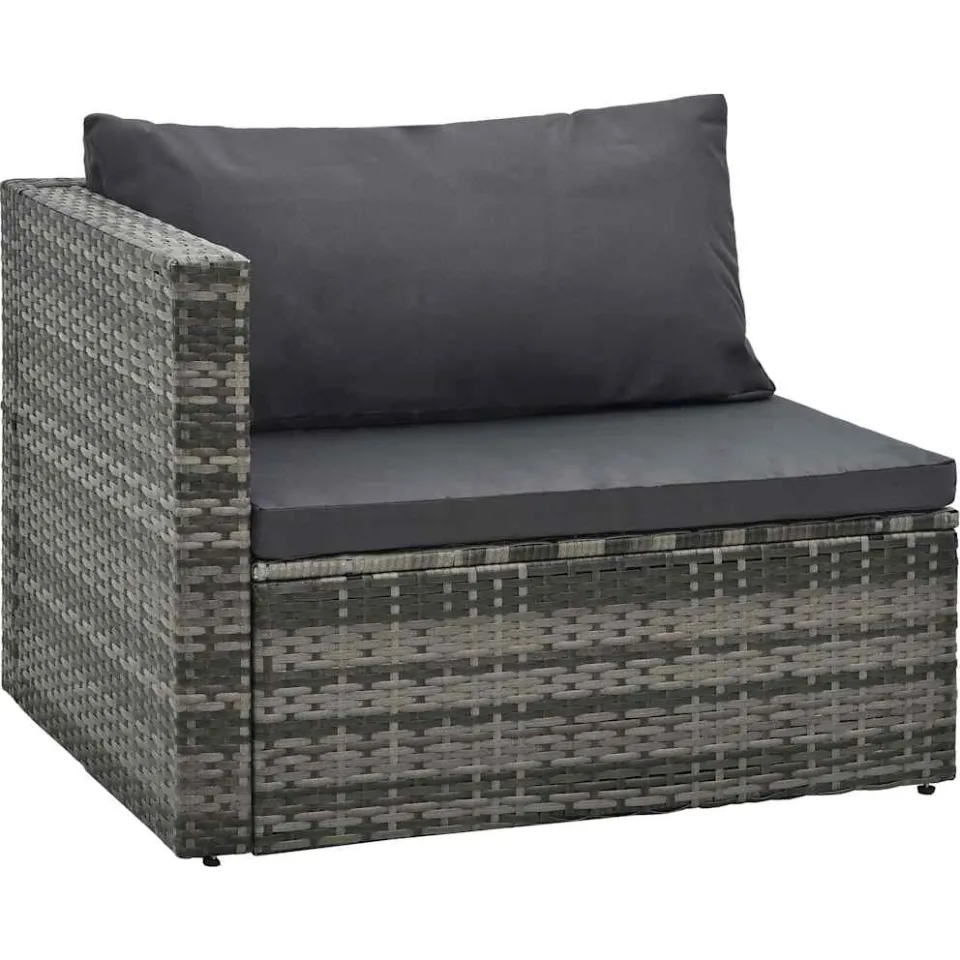vidaXL 5-delige Loungeset met kussens poly rattan grijs, foto 3