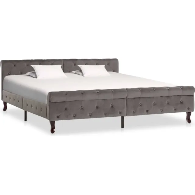 vidaXL Bedframe fluweel grijs 180x200 cm