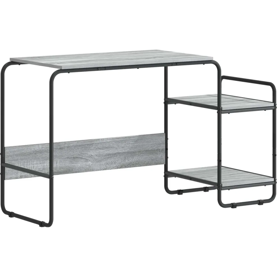 vidaXL Bureau met opbergruimte Grijs Sonoma 131.5 x 50 x 75.5 cm