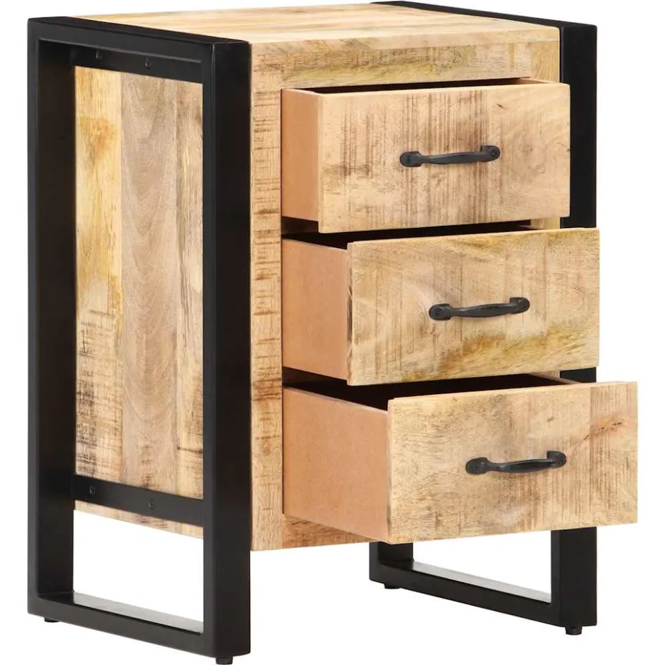vidaXL Nachtkastje 40x35x55 cm massief mangohout bruin, foto 2