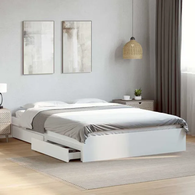 vidaXL Bedframe met lades bewerkt hout wit 150x200 cm
