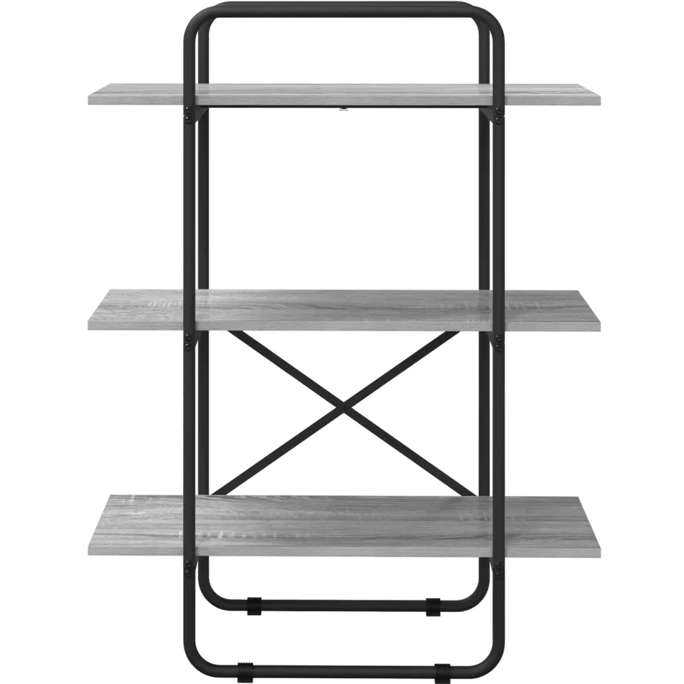 vidaXL Boekenrek 3-laags 80 x 35 x 105 cm PB Grijs Sonoma