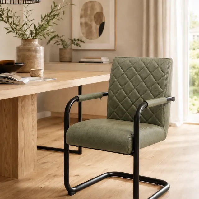 The Seats Eetkamerstoel Lynn Micro Leder Groen