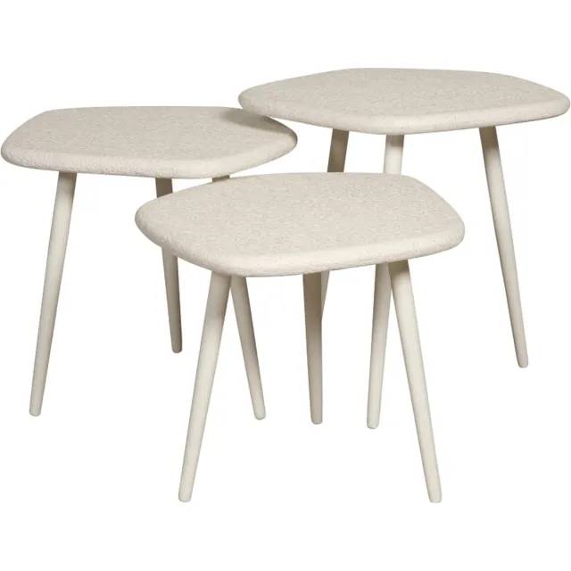 Woonexpress Bijzettafel Saumur - MDF - Wit - 41x35x41 / 41x40x41 / 41x45x41 cm (BxHxD) - Set 3 stuks Creme