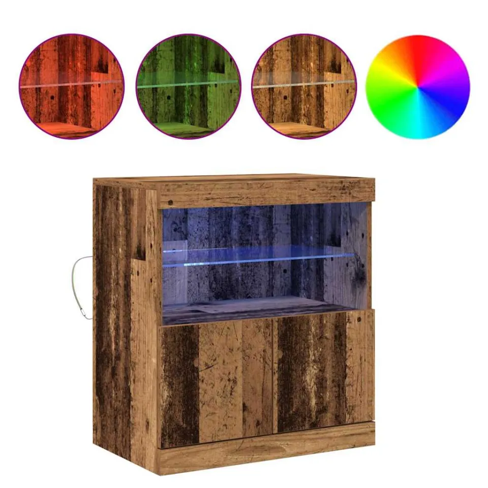 vidaXL LED Sideboard Bruin 60,5 x 37 x 67 cm Bewerkt hout, foto 4
