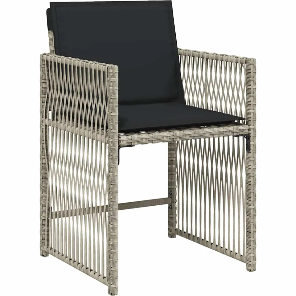 vidaXL 15-delige Tuinset met kussens poly rattan lichtgrijs