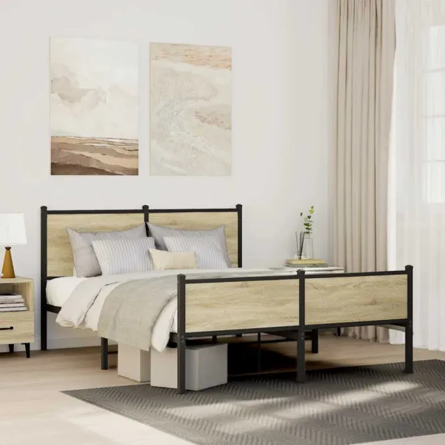 vidaXL Bedframe zonder matras metaal sonoma eikenkleurig 140x200 cm Bruin