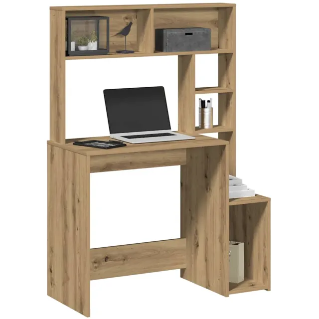 vidaXL Bureau met schappen 100x45x140 cm bewerkt hout artisanaal eiken Bruin