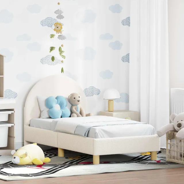 vidaXL Peuterbedframe met hoofdbord Crèmekleurig 70 x 140 cm Bouclé