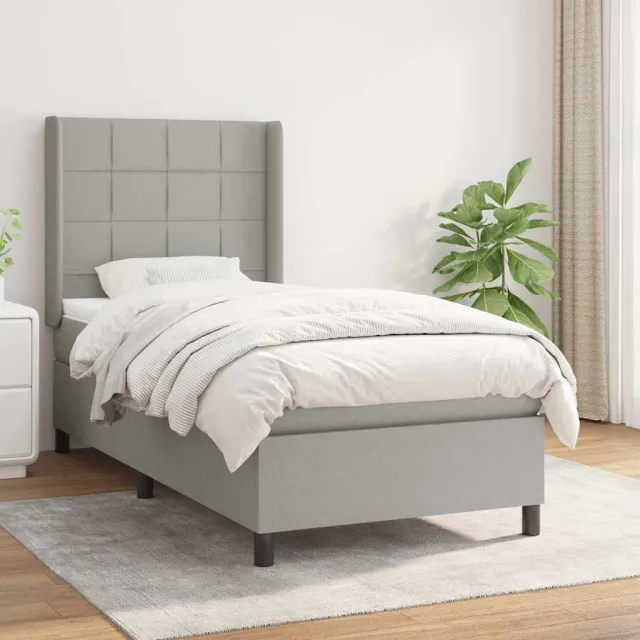 vidaXL Boxspring met matras stof lichtgrijs 90x190 cm grijs