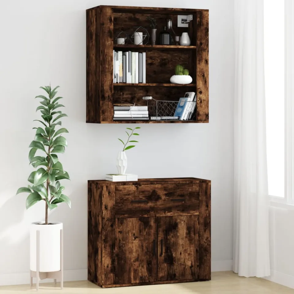 vidaXL Hoge kast bewerkt hout gerookt eikenkleurig, foto 3