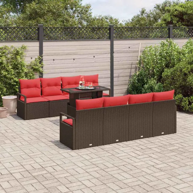 vidaXL Tuin Sofa Set 9 st Bruin Poly riet, foto 2
