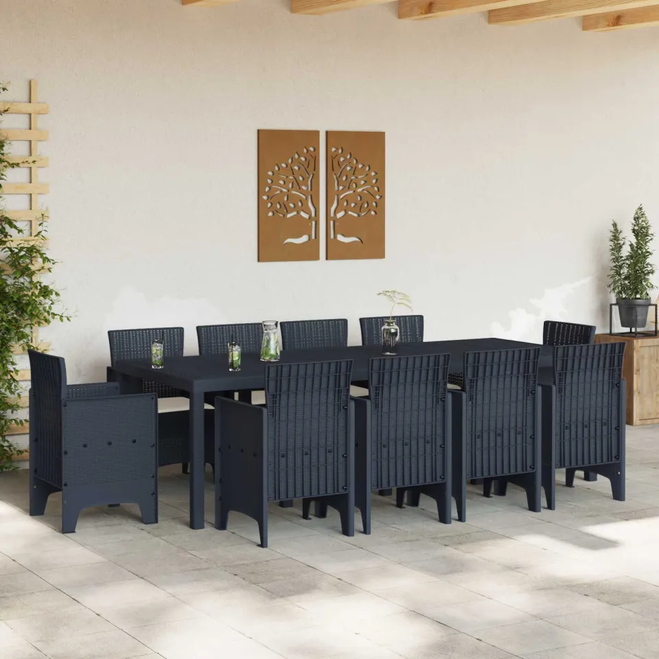vidaXL Tuin Eetset 11 st Antraciet Polypropyleen, foto 3