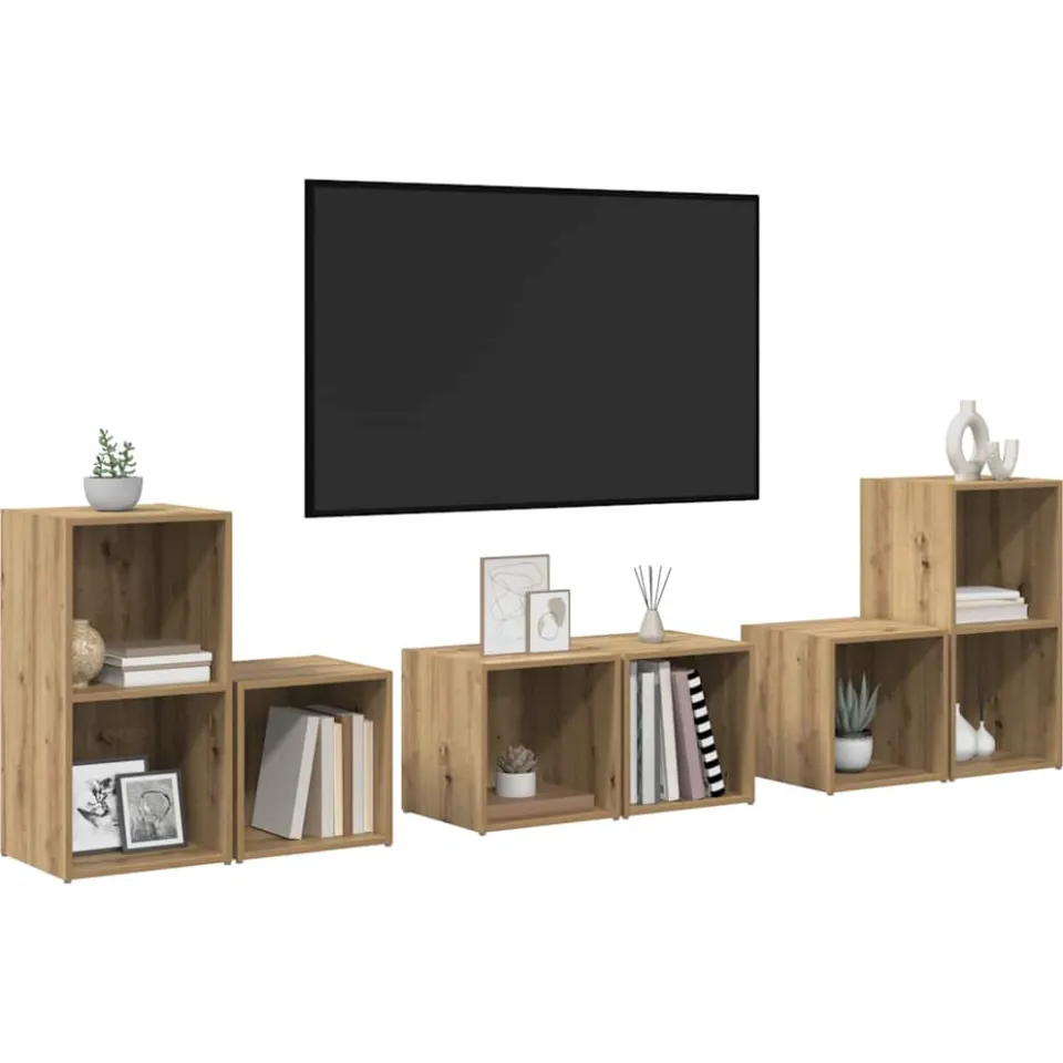 vidaXL Tv-meubelset 6 st 37 x 35 x 72 cm Artisan Eiken Bruin