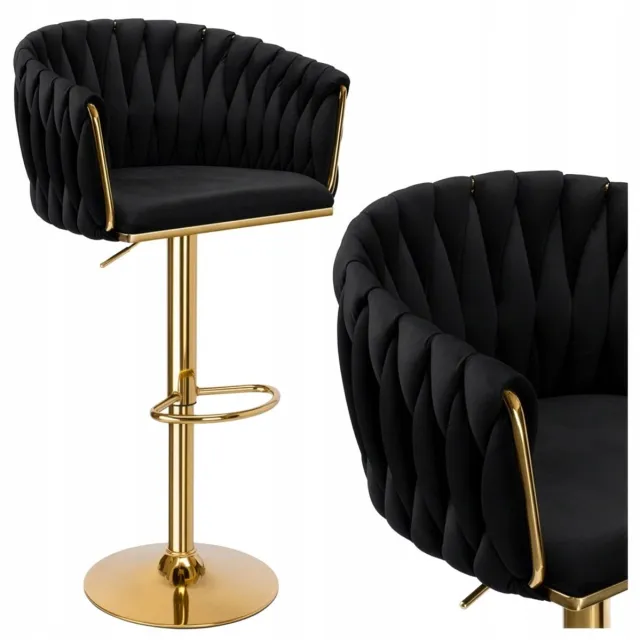 eHokery Cofton Gold zwarte fluwelen barkruk - Luxe en comfort
