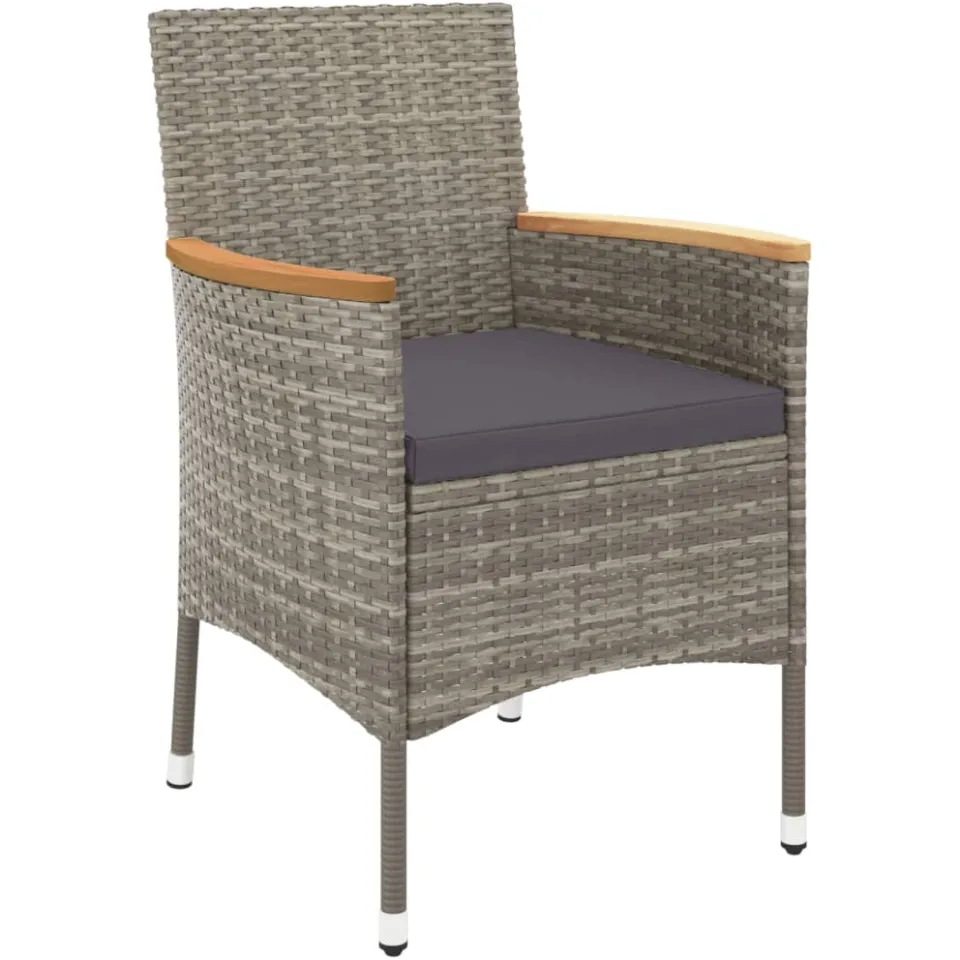 vidaXL 7-delige Tuinset met kussens poly rattan grijs, foto 4