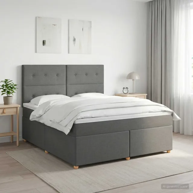 vidaXL Boxspringbed met matras Donkergrijs 140 x 200 cm Stof
