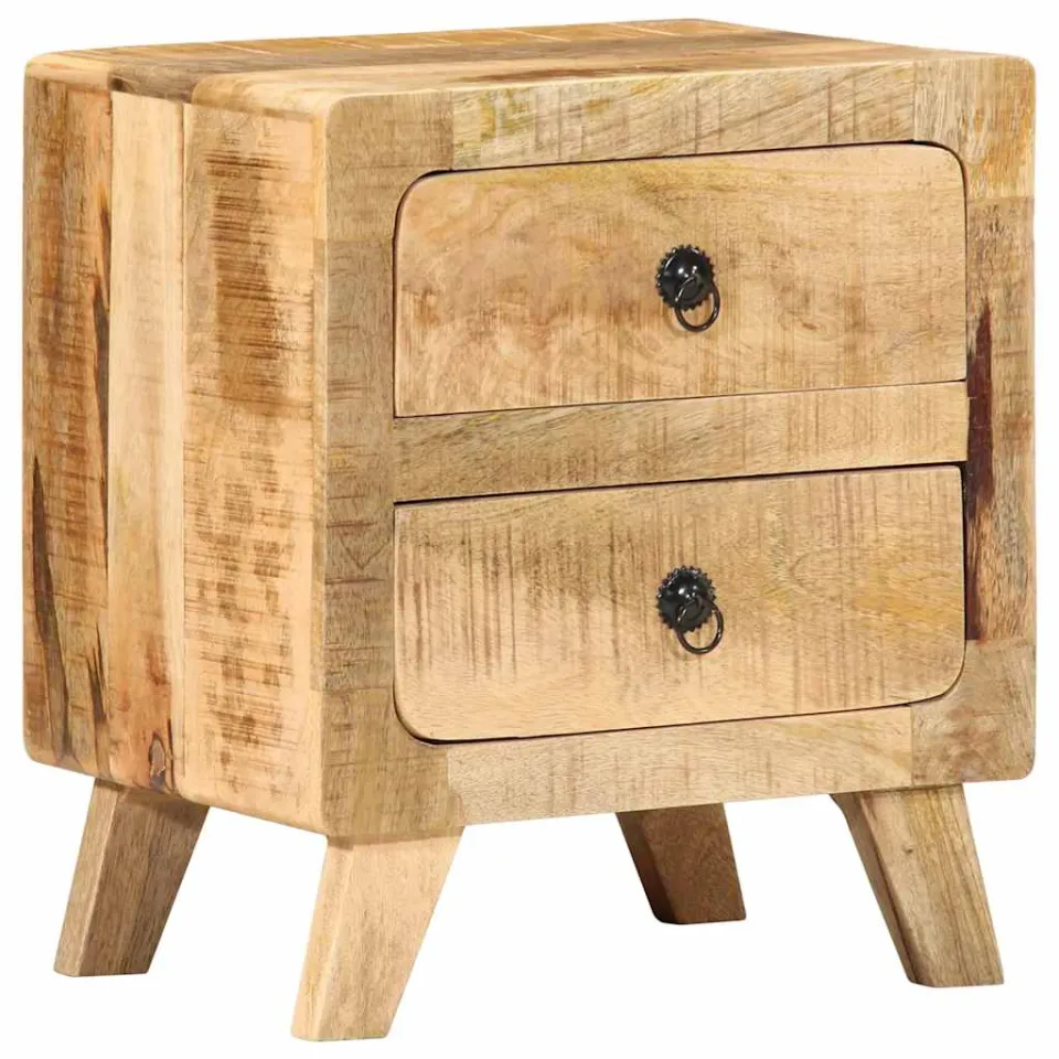 vidaXL Nachtkastje 2 st 40x32x46 cm massief hout ruw mangohout bruin, foto 4