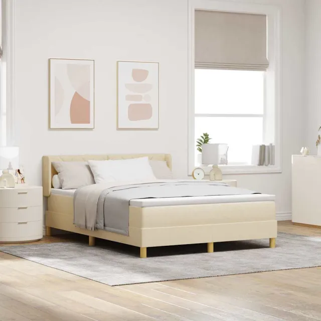 vidaXL Boxspringbed met hoofdeinde Crème 200 x 140 cm Stof