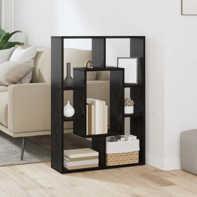 vidaXL Boekenkast 7-laags 63 x 20 x 90 cm Bewerkt hout Zwart Eiken, foto 2