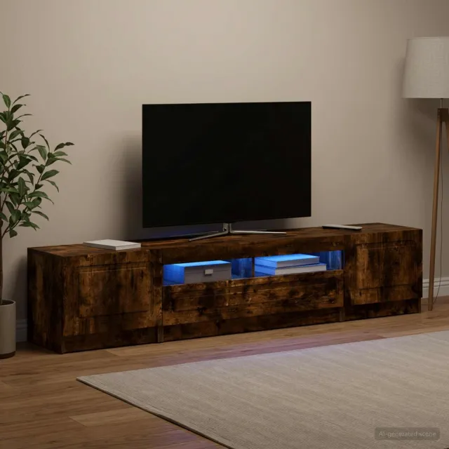 vidaXL LED tv-meubel UTRECHT 3 st Gerookt eiken Bewerkt hout Bruin