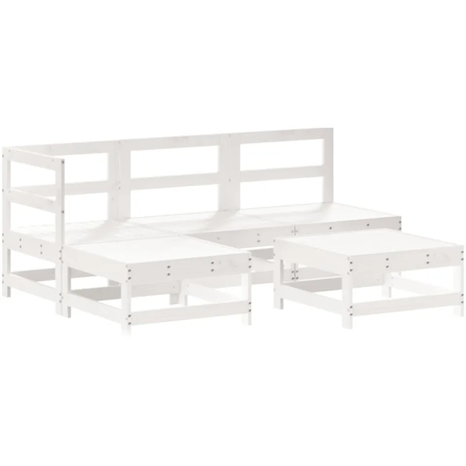 vidaXL 5-delige Loungeset met kussens massief hout wit, foto 3