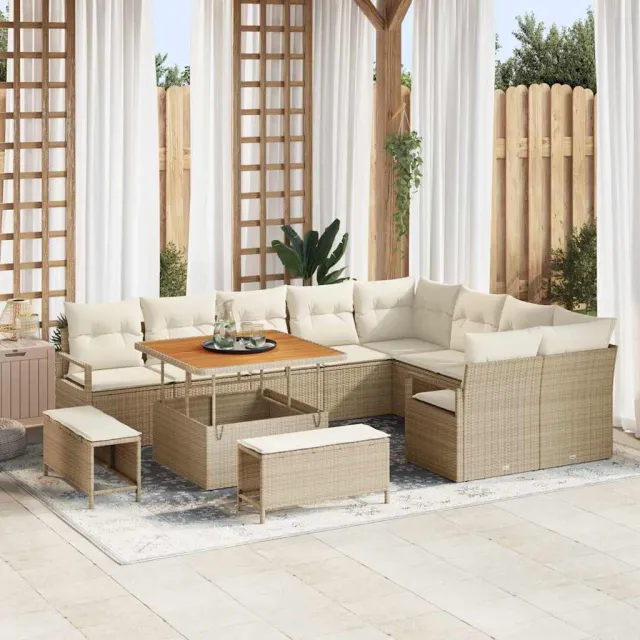 vidaXL Tuinbankenset 12 st Beige poly rattan, foto 2