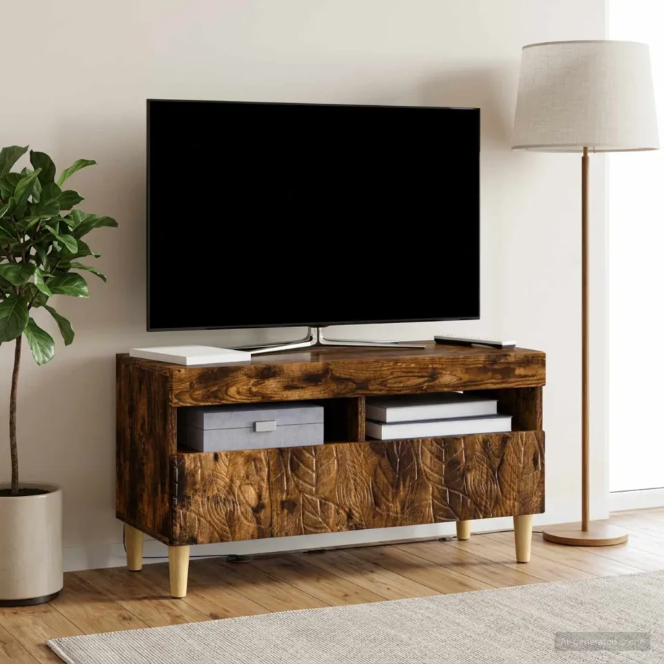 vidaXL LED tv-meubel Gerookt eiken Bewerkt hout, foto 4