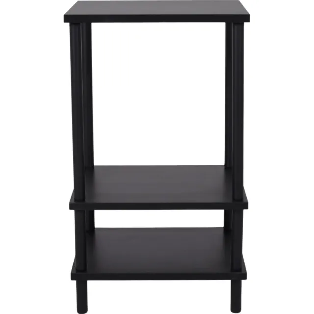 SensaHome Bijzettafel Ronde Poten - Antieke Houten Vierkante Pijp Drielaags Plank - 34x29,2x58cm - Zwart
