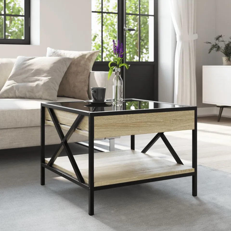 vidaXL Salontafel met Infinity LED 50x50x38 cm sonoma eikenkleurig, foto 4