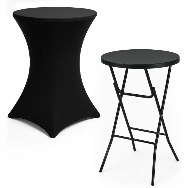 Infinity Goods Brixy Stevige Zwarte Statafel Incl. Zwarte Statafelrok - Partytafel - Robuust en Weersbestendig - Inklapbaar - 80cm x 110cm - Feest 1 zwarte statafel met 1 zwarte rok