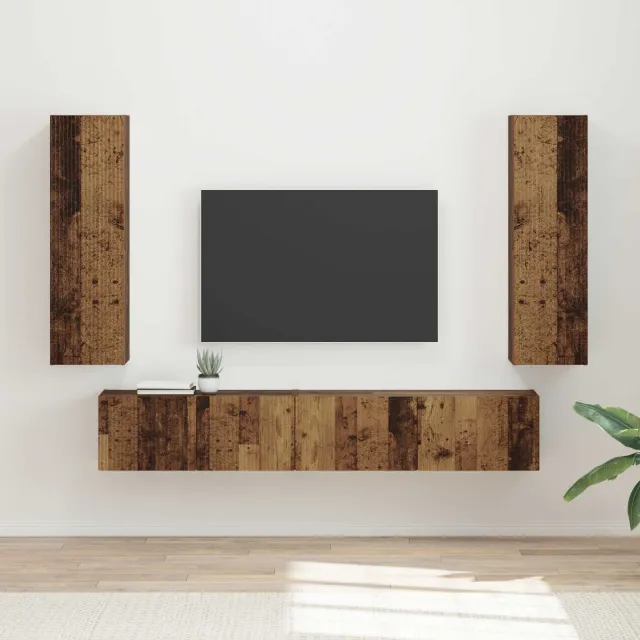 vidaXL Tv-meubelset 3 st 30 x 31 x 100 cm Oudhout bruin, foto 2