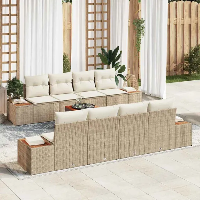 vidaXL Tuinbankenset 9 st Beige Poly riet, foto 2