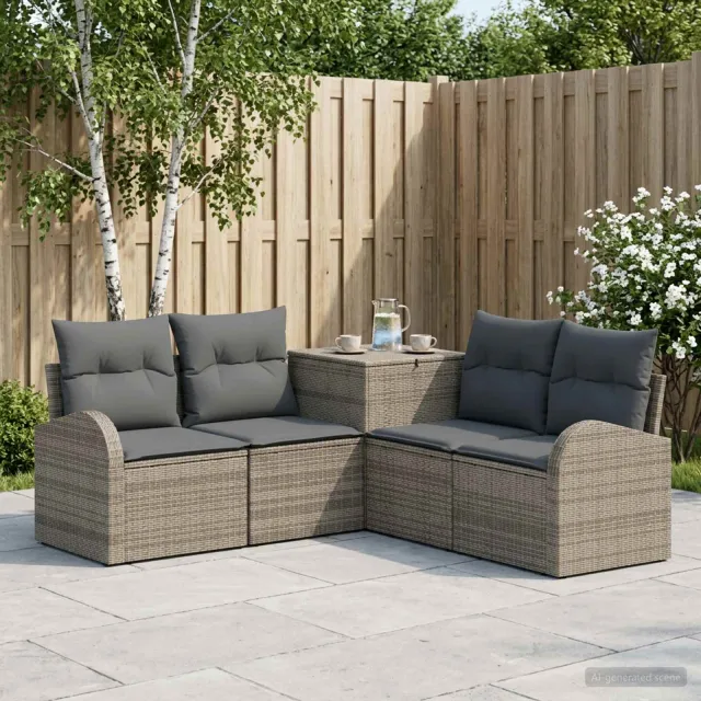 vidaXL Bankstel 5 st Grijs en Donkergrijs 179 x 179 x 85 cm