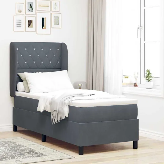 vidaXL Boxspringbed met kussen Donkergrijs 200 x 80 cm Fluweel